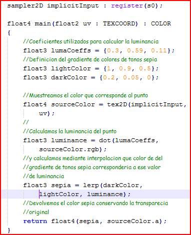 pixel shader para el efecto sepia