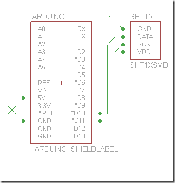 esquemático arduino con SHT15