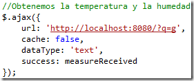 petición de medicion de temperatura y humedad ajax